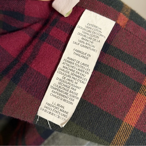 L.L.Bean Barn Coat Jacket Mens XXL Green Chore Flannel Plaid Lined Cotton Canvas - Picture 9 of 13